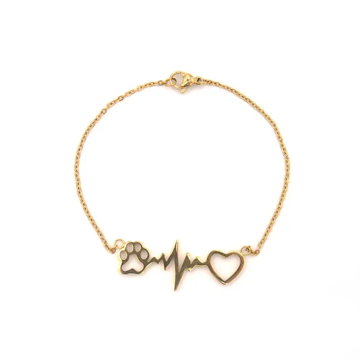 Pulsera de cadena de eslabones con forma de corazón