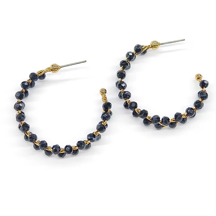 Pendiente Aro Cuentas Negras