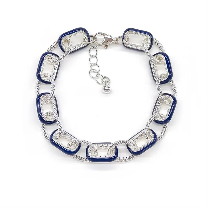 Pulsera de aro con textura de plata azul