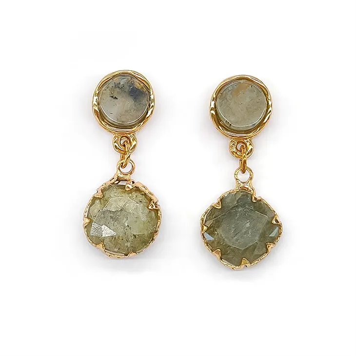 Pendiente de gota verde mármol