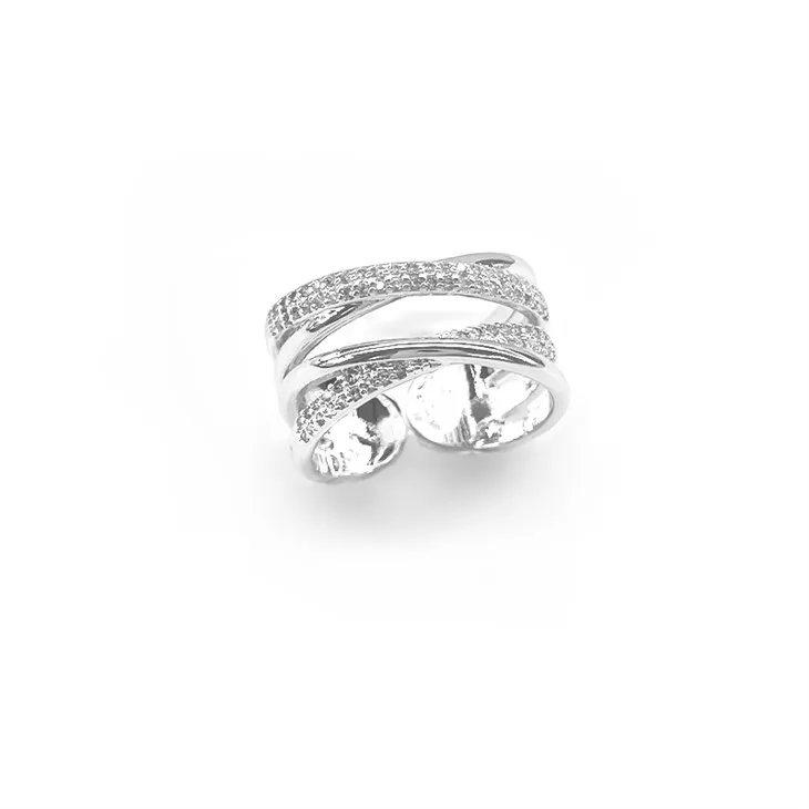 Anillos cepillados con espiral de plata