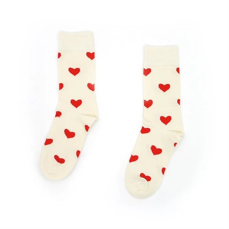 Calcetines de algodón con forma de corazón blanco